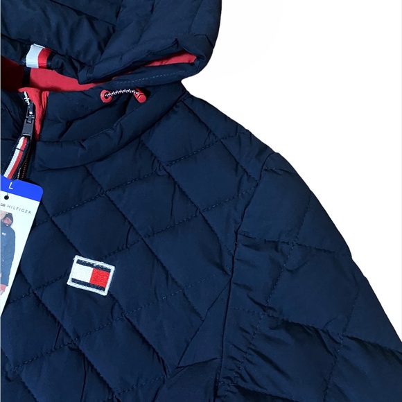 Tommy Hilfiger Navy and Red Puffer Jacket - Picture 3 of 5
